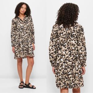 Target Long Sleeve Button Through Leopard Print Mini Dress